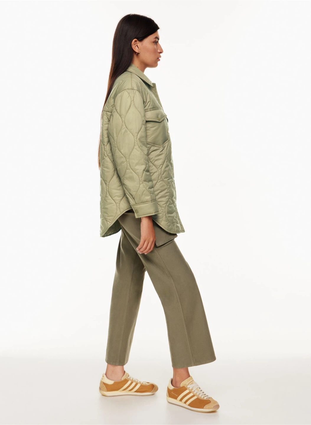 Aritzia Wilfred quilted green jacket - photo 5