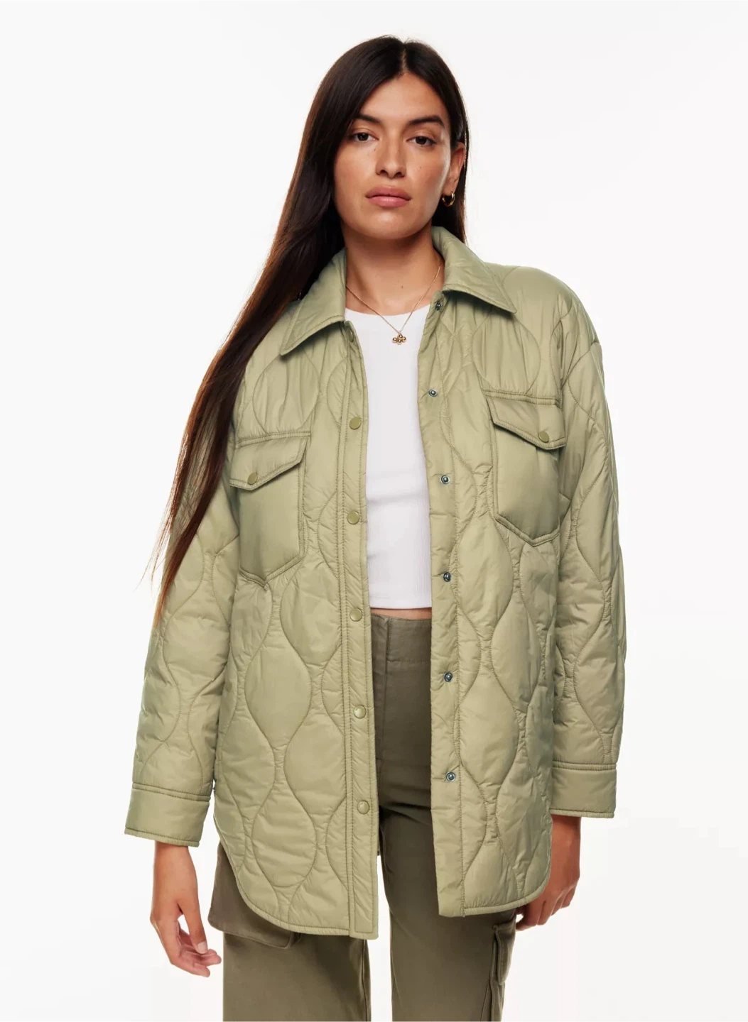 Aritzia Wilfred quilted green jacket - photo 2