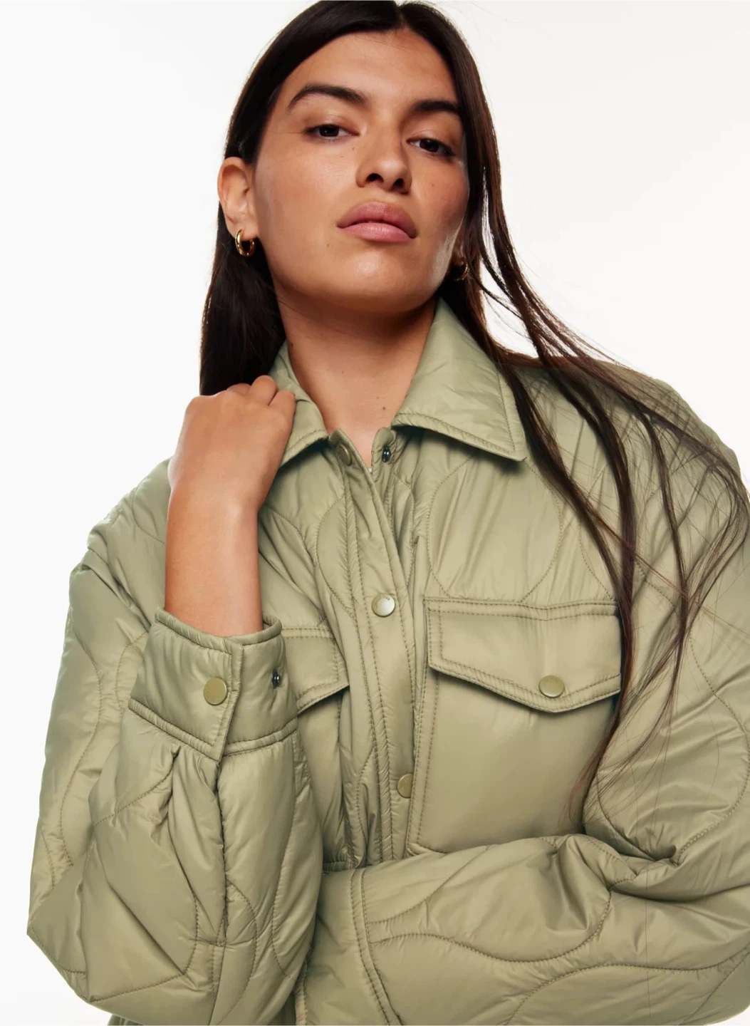 Aritzia Wilfred quilted green jacket - photo 3