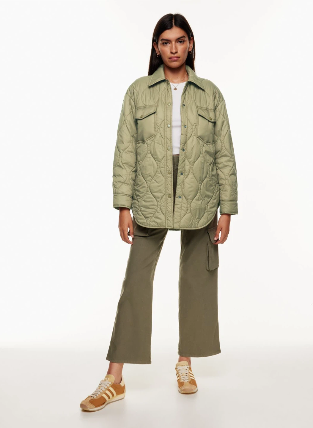Aritzia Wilfred quilted green jacket - photo 4