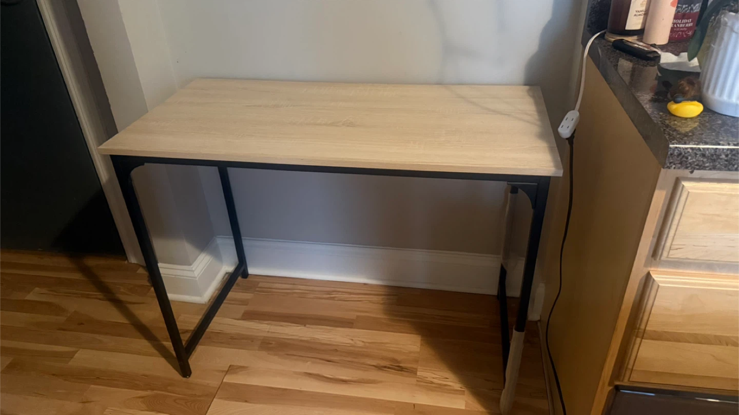 Light Wood Top Desk with Black Metal Frame - photo 2