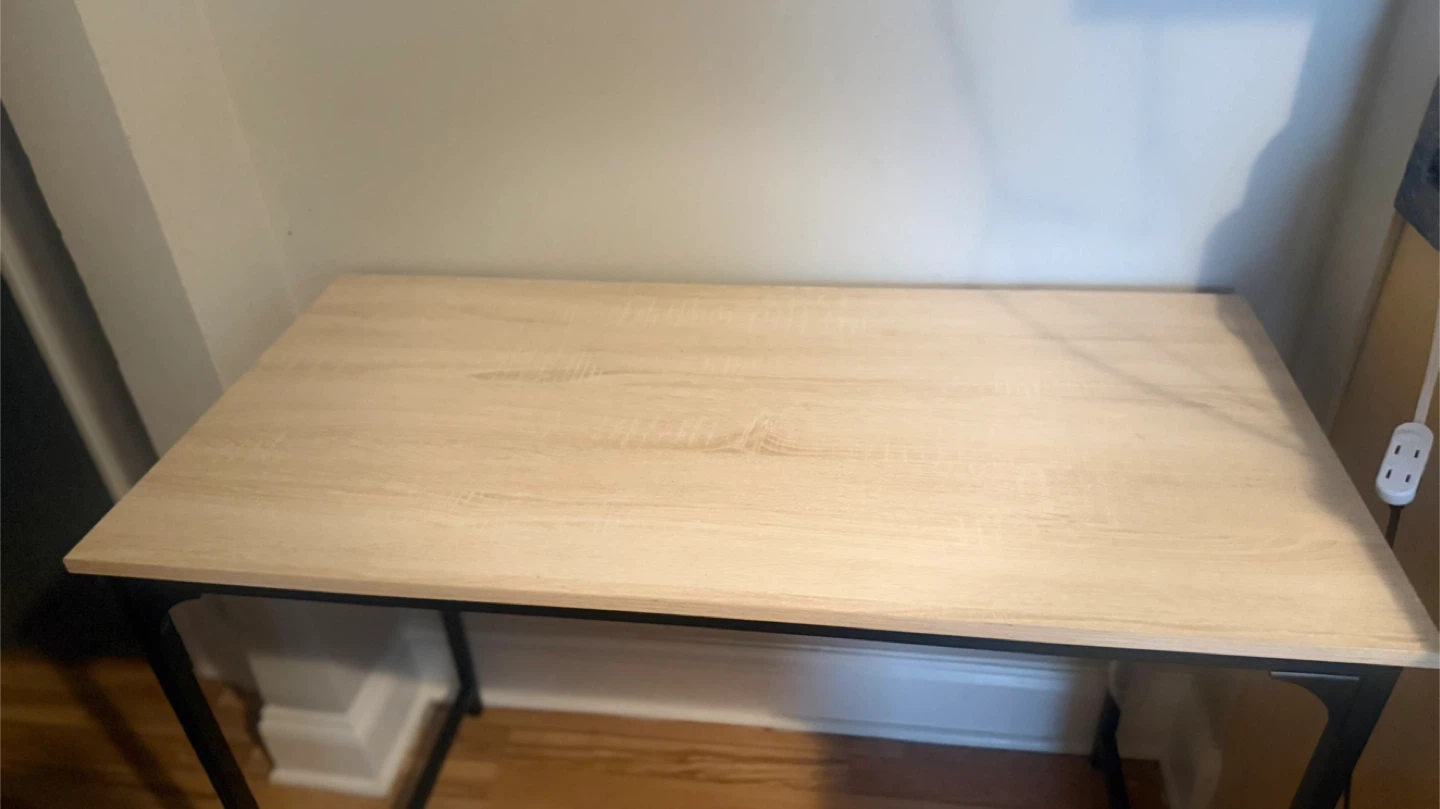 Light Wood Top Desk with Black Metal Frame
