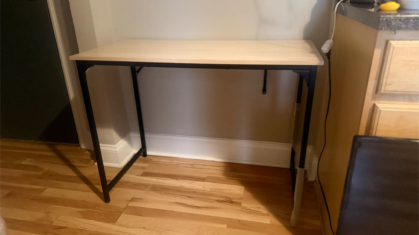 Light Wood Top Desk with Black Metal Frame - photo 4