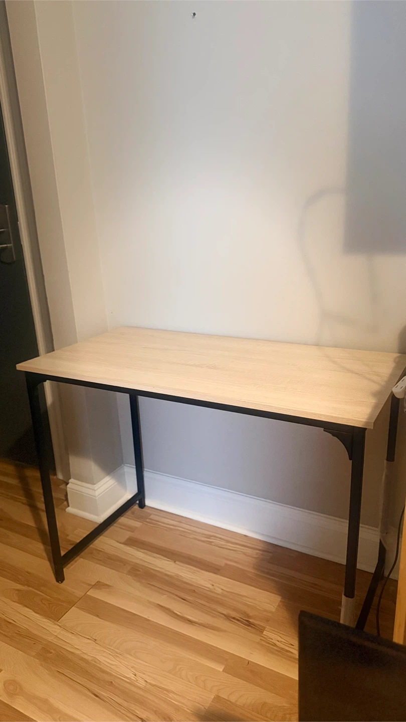 Light Wood Top Desk with Black Metal Frame - photo 3
