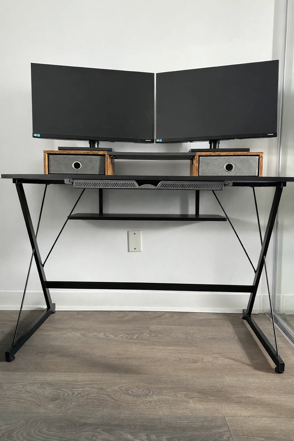 Black Gaming Desk with Shelf & Drawer