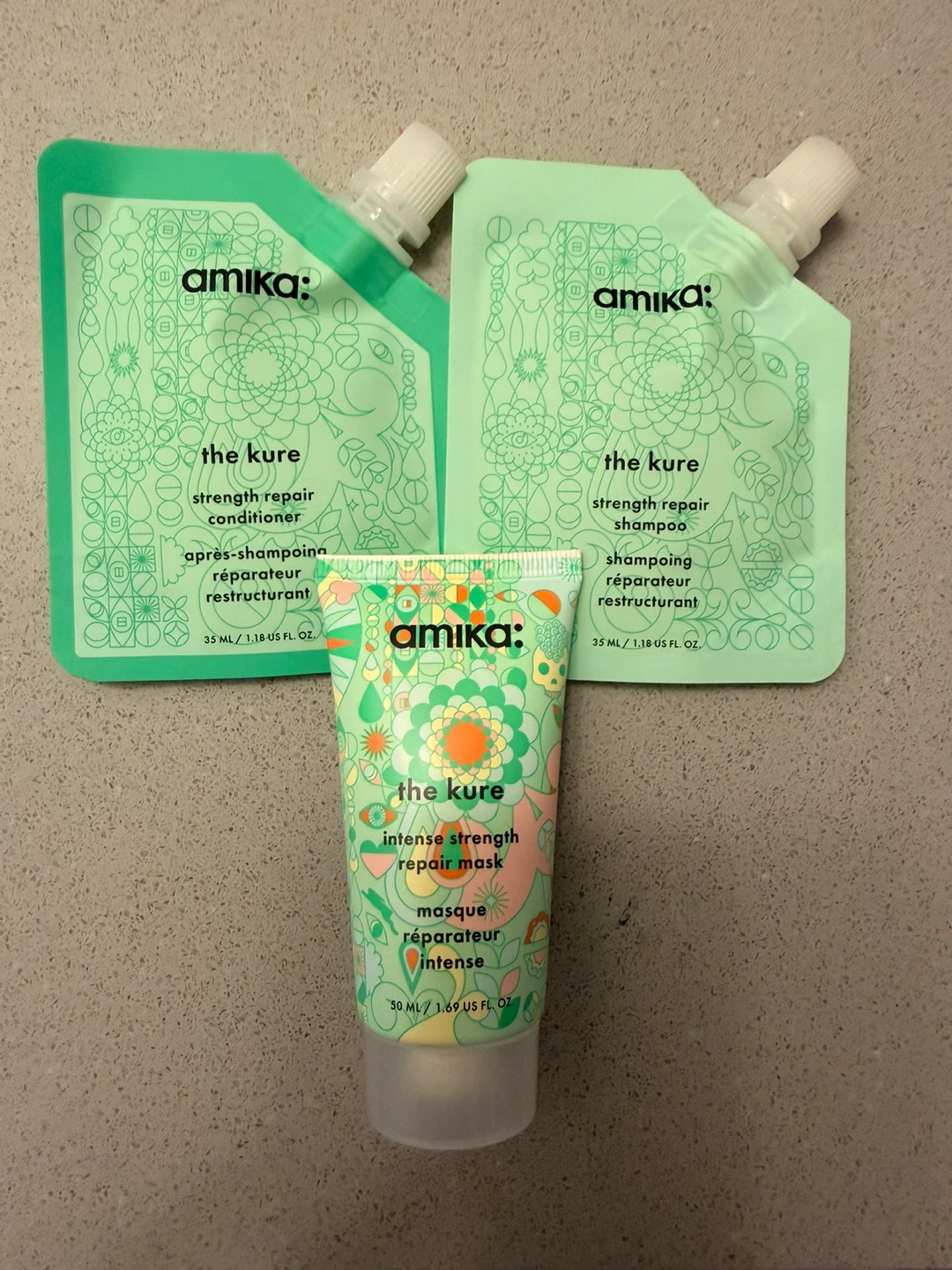 Amika The Kure Shampoo, Conditioner & Mask set