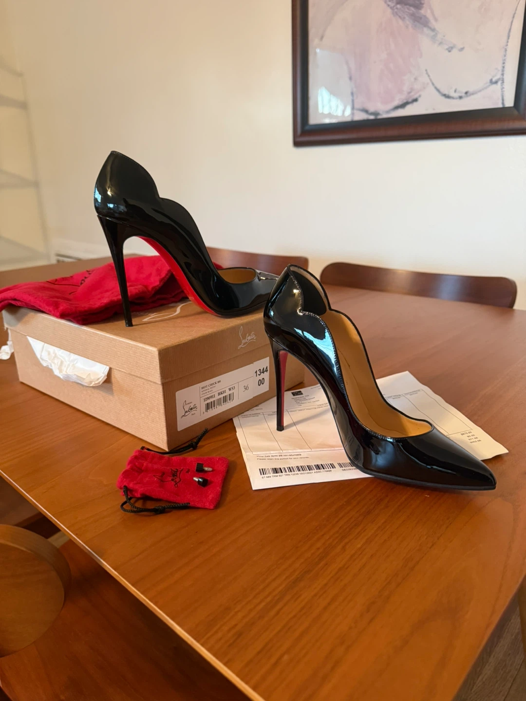 Christian Louboutin Black Patent Leather Heels Size 38