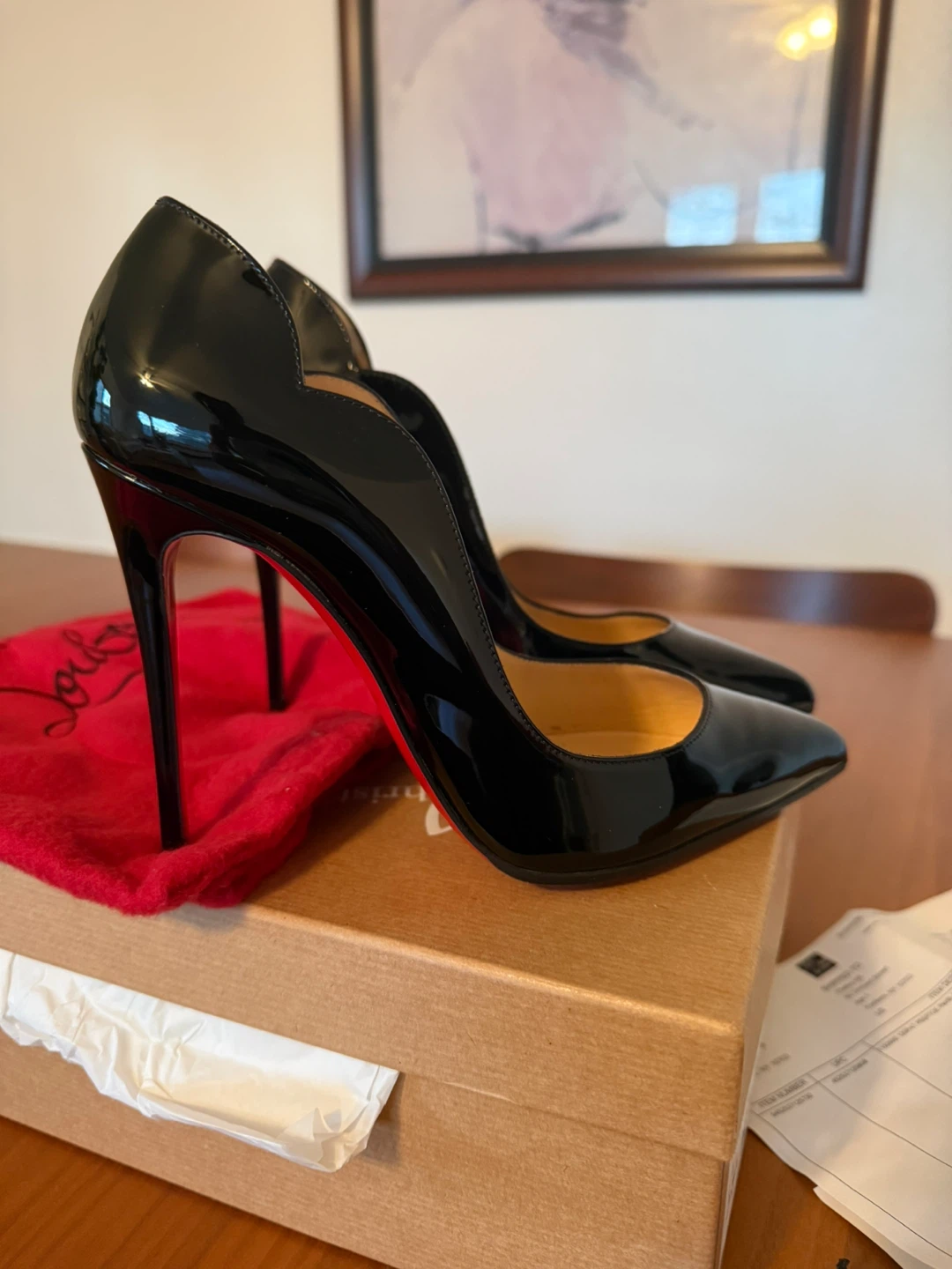 Christian Louboutin Black Patent Leather Heels Size 38 - photo 4