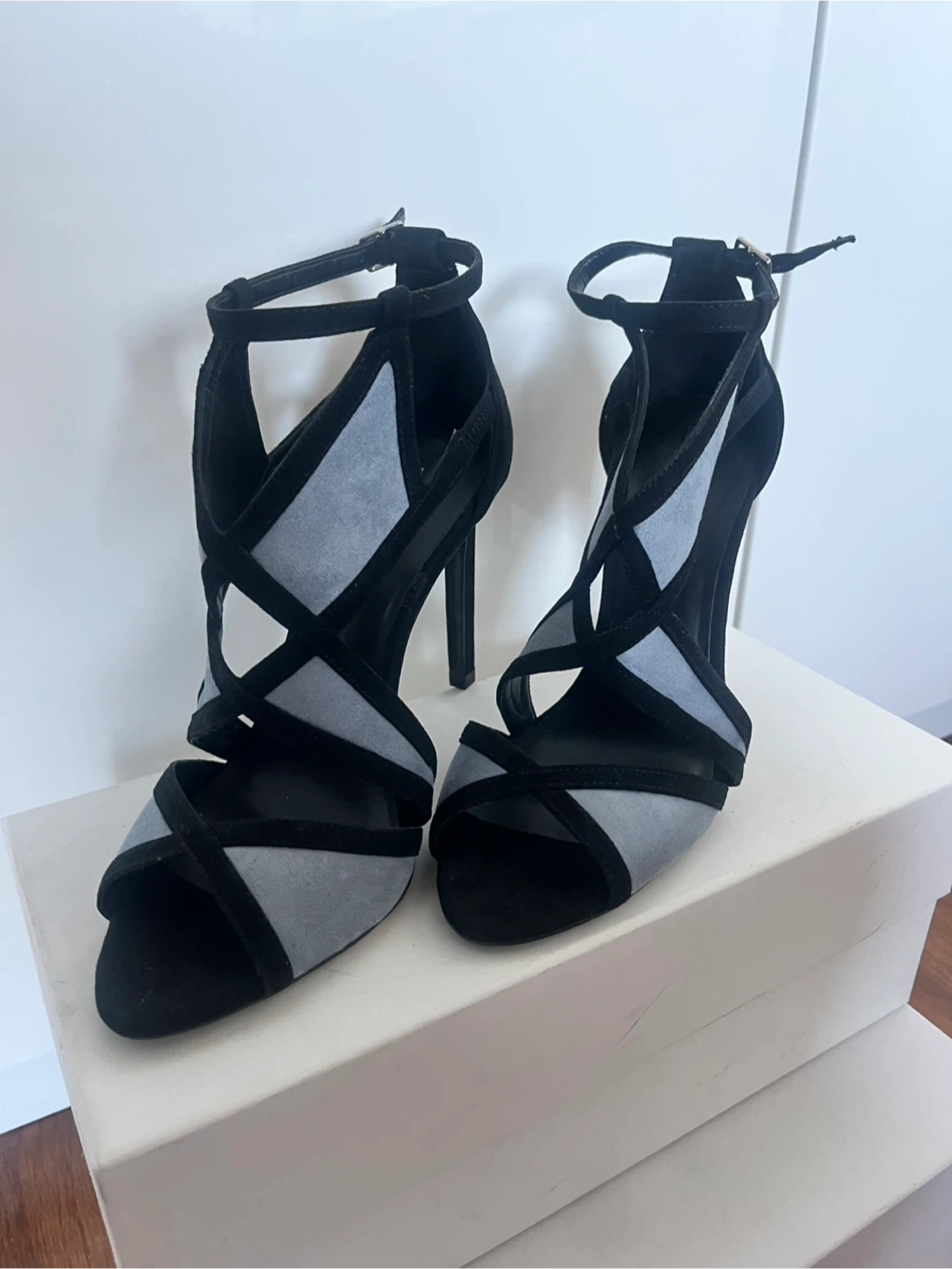 ZARA Basic Strappy Heels - Black and Light Blue - photo 2