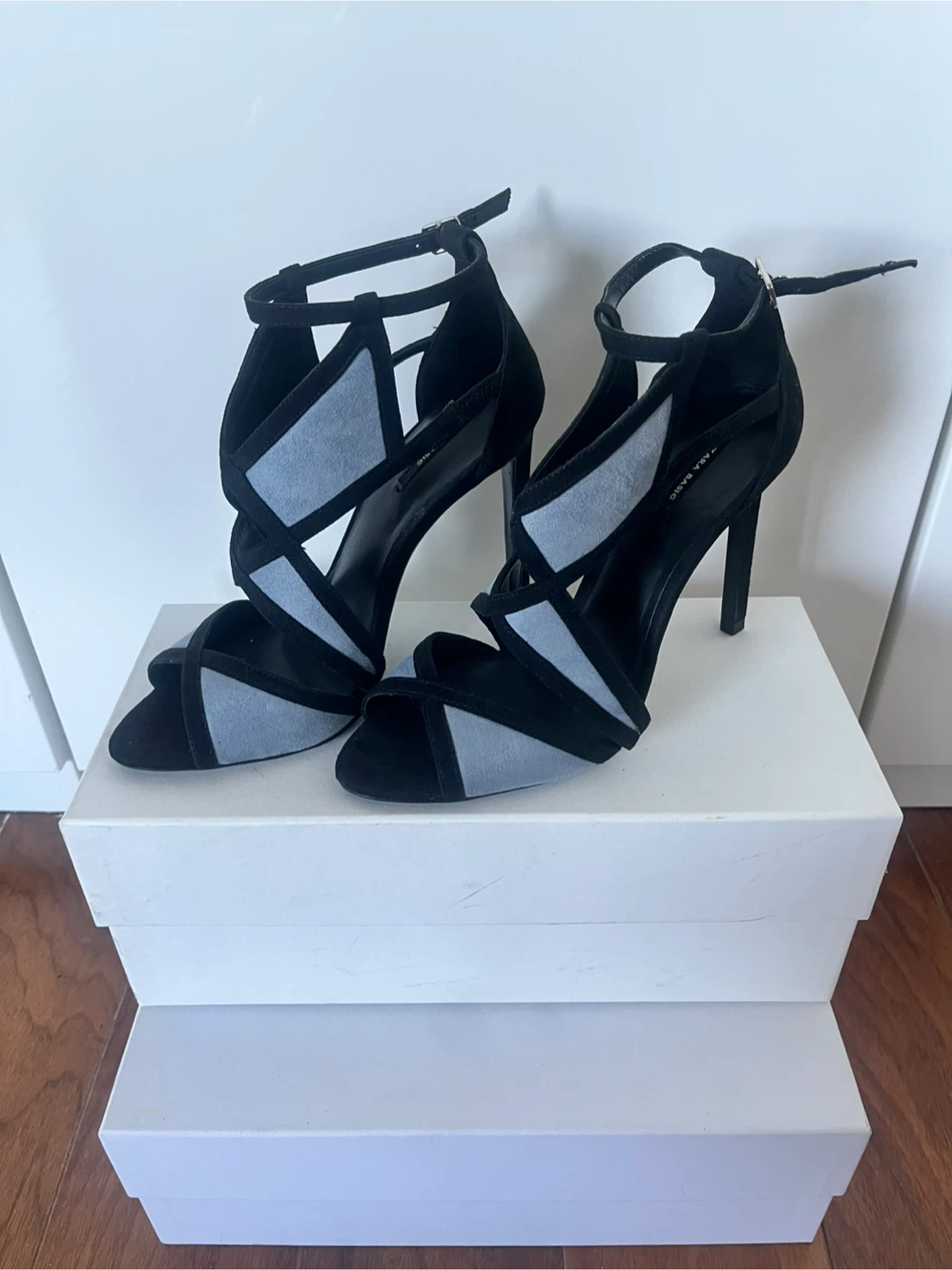 ZARA Basic Strappy Heels - Black and Light Blue