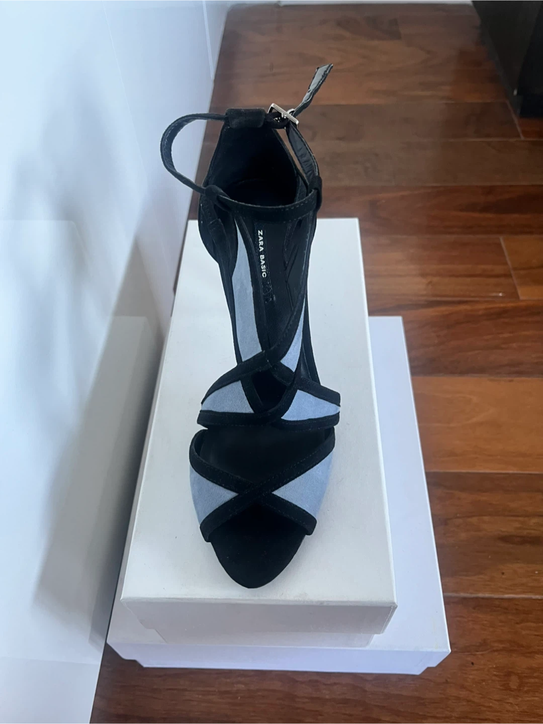 ZARA Basic Strappy Heels - Black and Light Blue - photo 5
