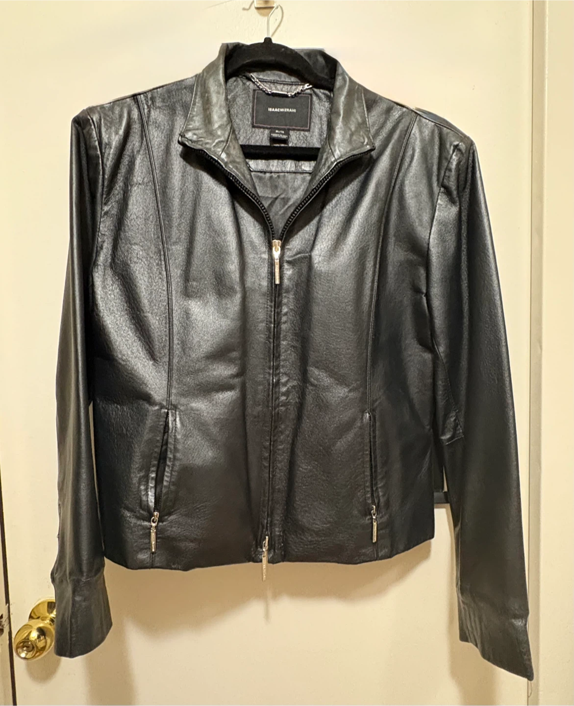 ISAAC MIZRAHI Black Leather Jacket XL