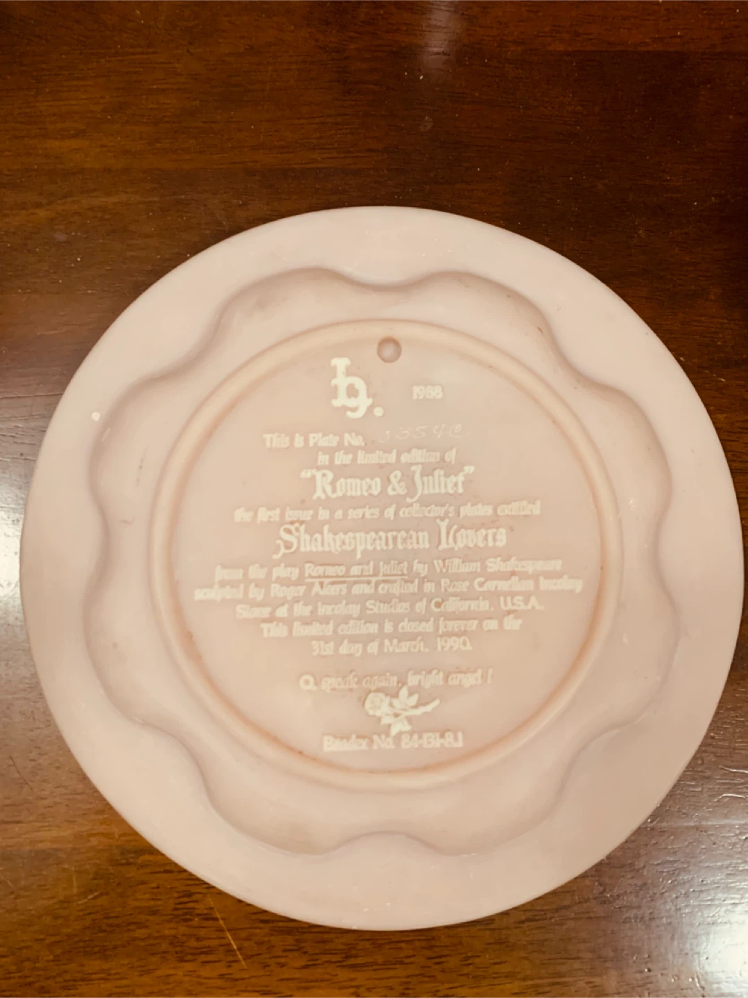 Romeo & Juliet "Shakespeare Lovers" Collector Plate - photo 2