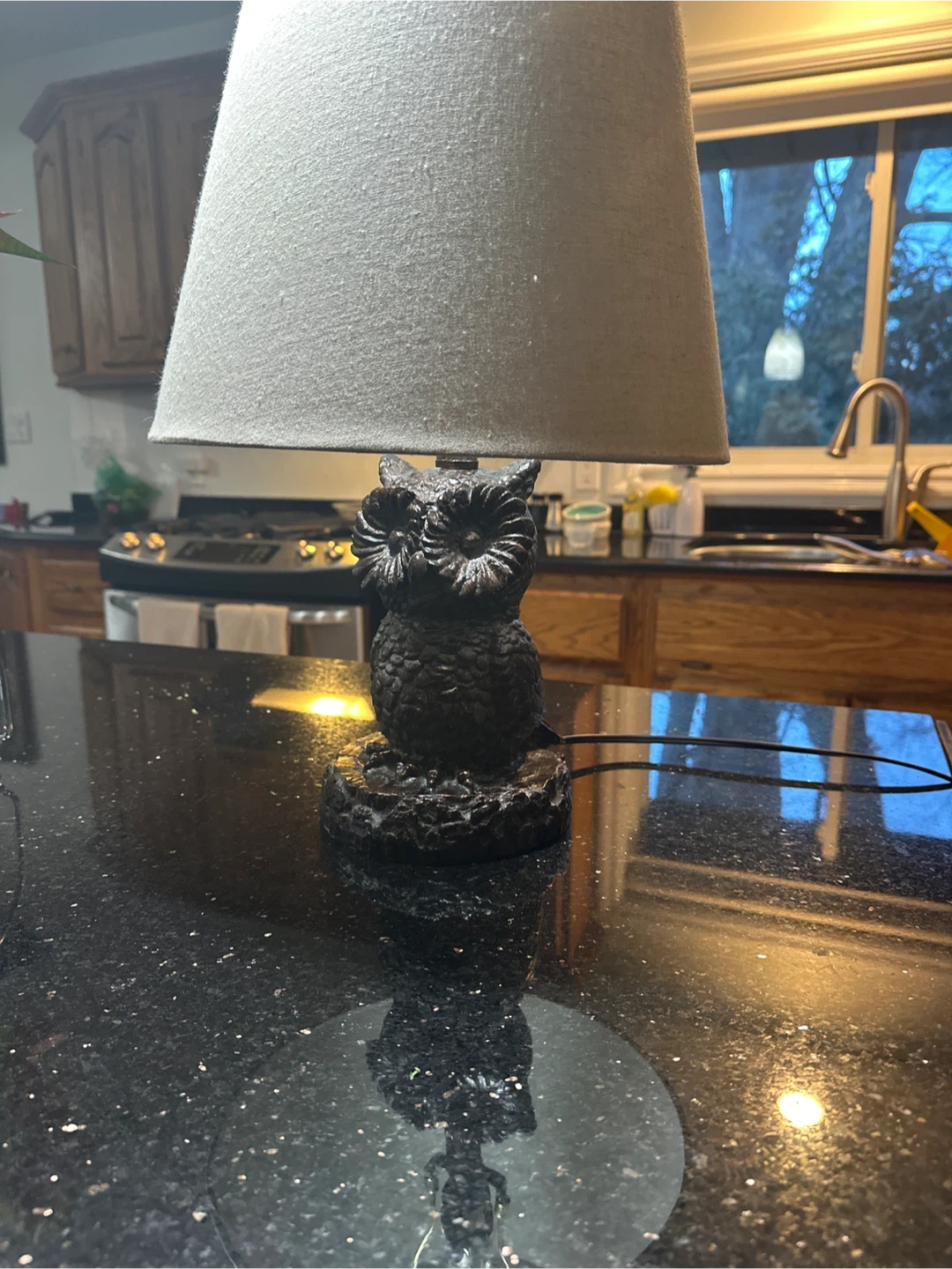 Owl Table Lamp with Fabric Shade