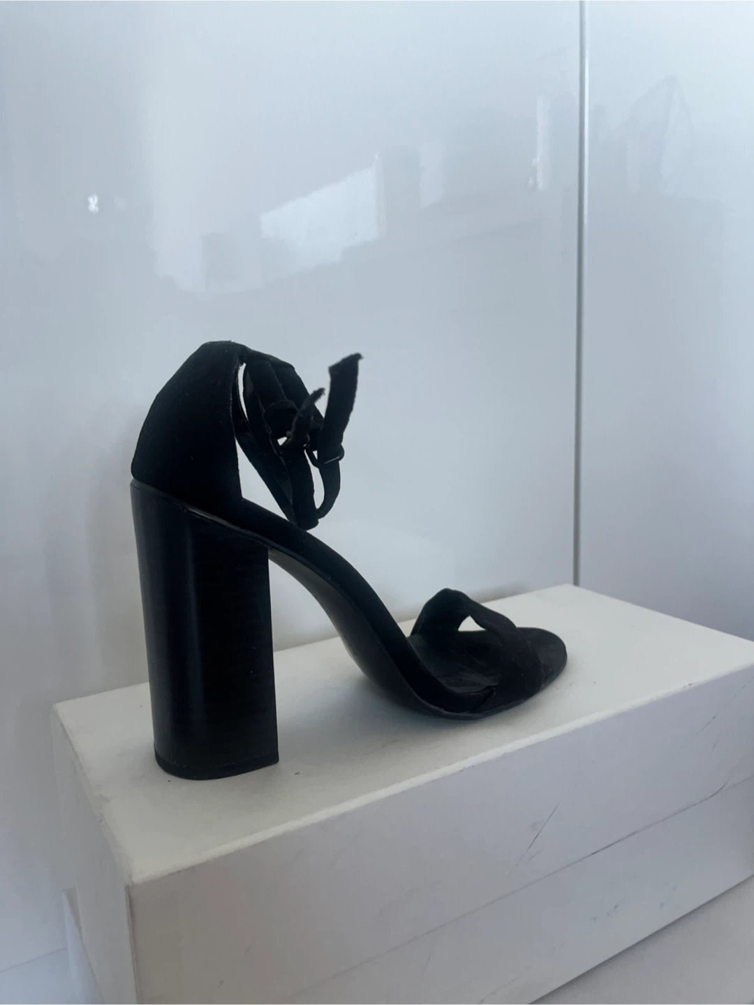 ZARA Black Suede Block Heel Sandals - photo 3