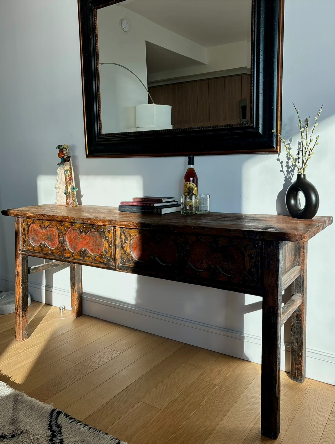 Vintage Wooden Console Table with Drawers
