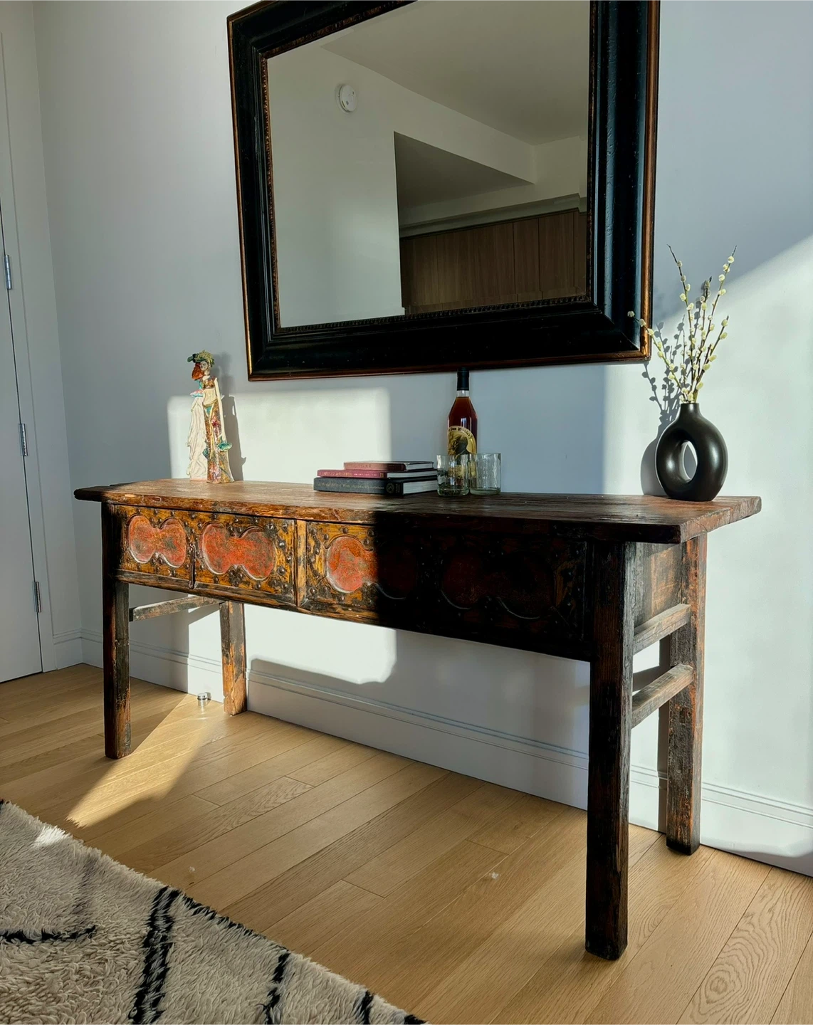Vintage Wooden Console Table with Drawers - photo 2