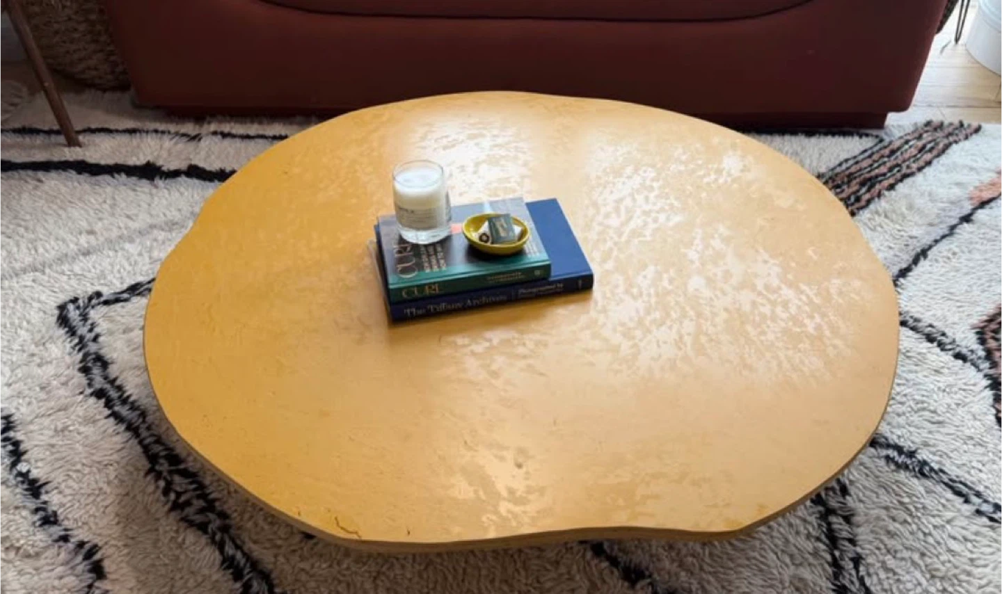 Italian Modern Organic Texture Yellow Coffee Table - photo 4