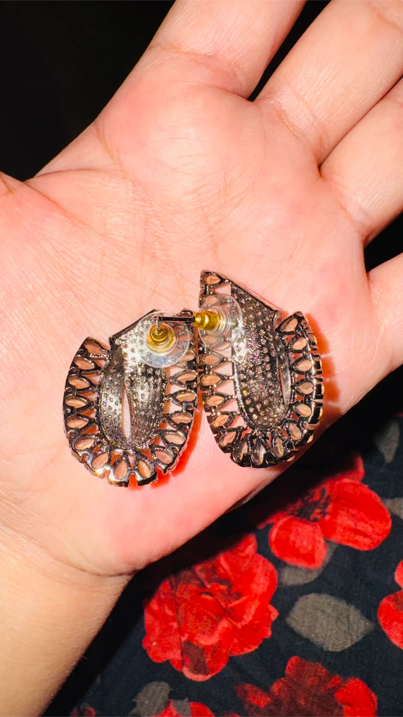 Sparkly Statement Earrings with Amber and Crystal Accents - photo 2