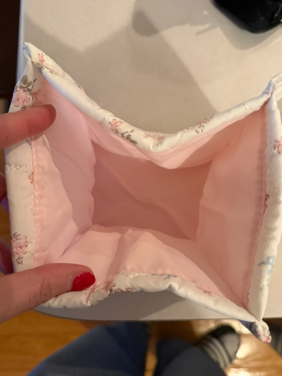Quilted Fabric Storage Bin with Floral Design - photo 4