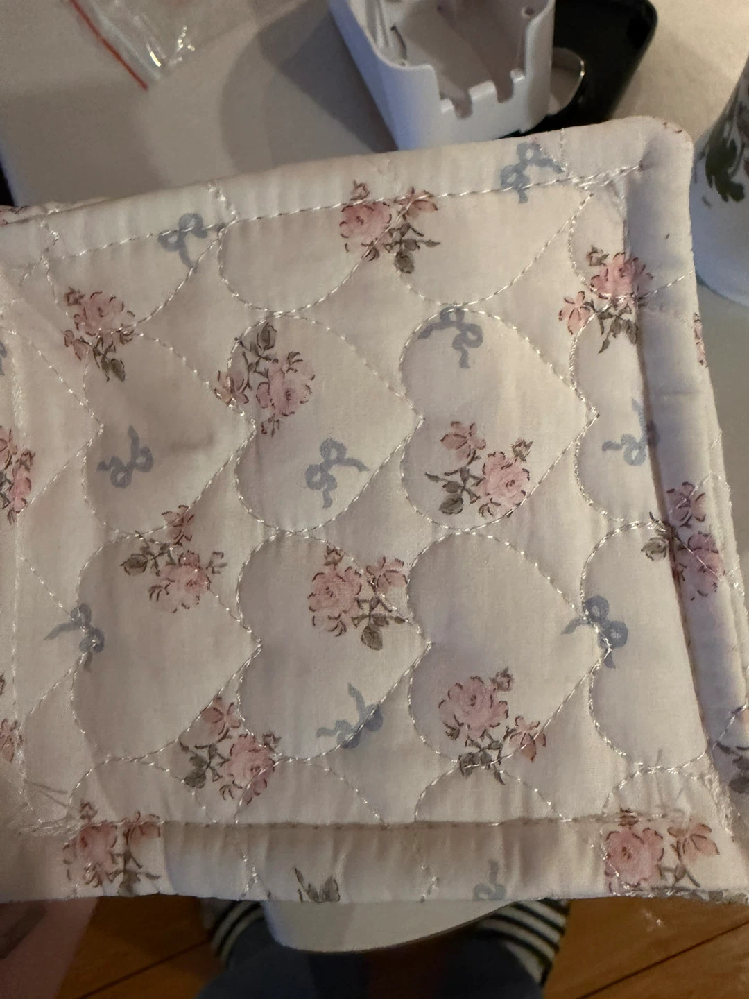 Quilted Fabric Storage Bin with Floral Design - photo 3