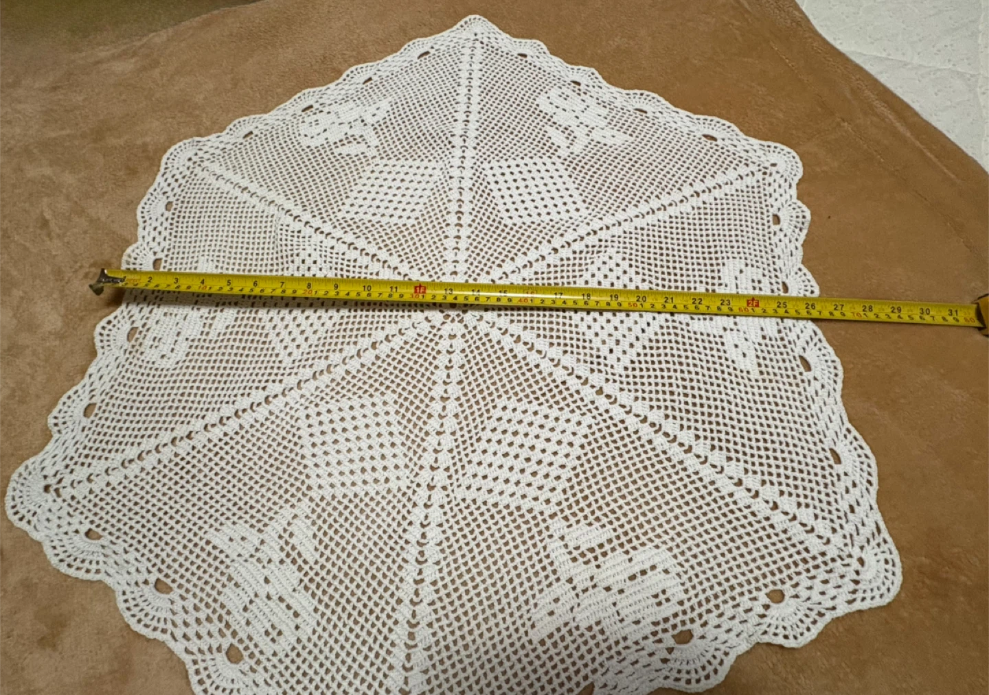 Hand-Crocheted Off White Doily - photo 5