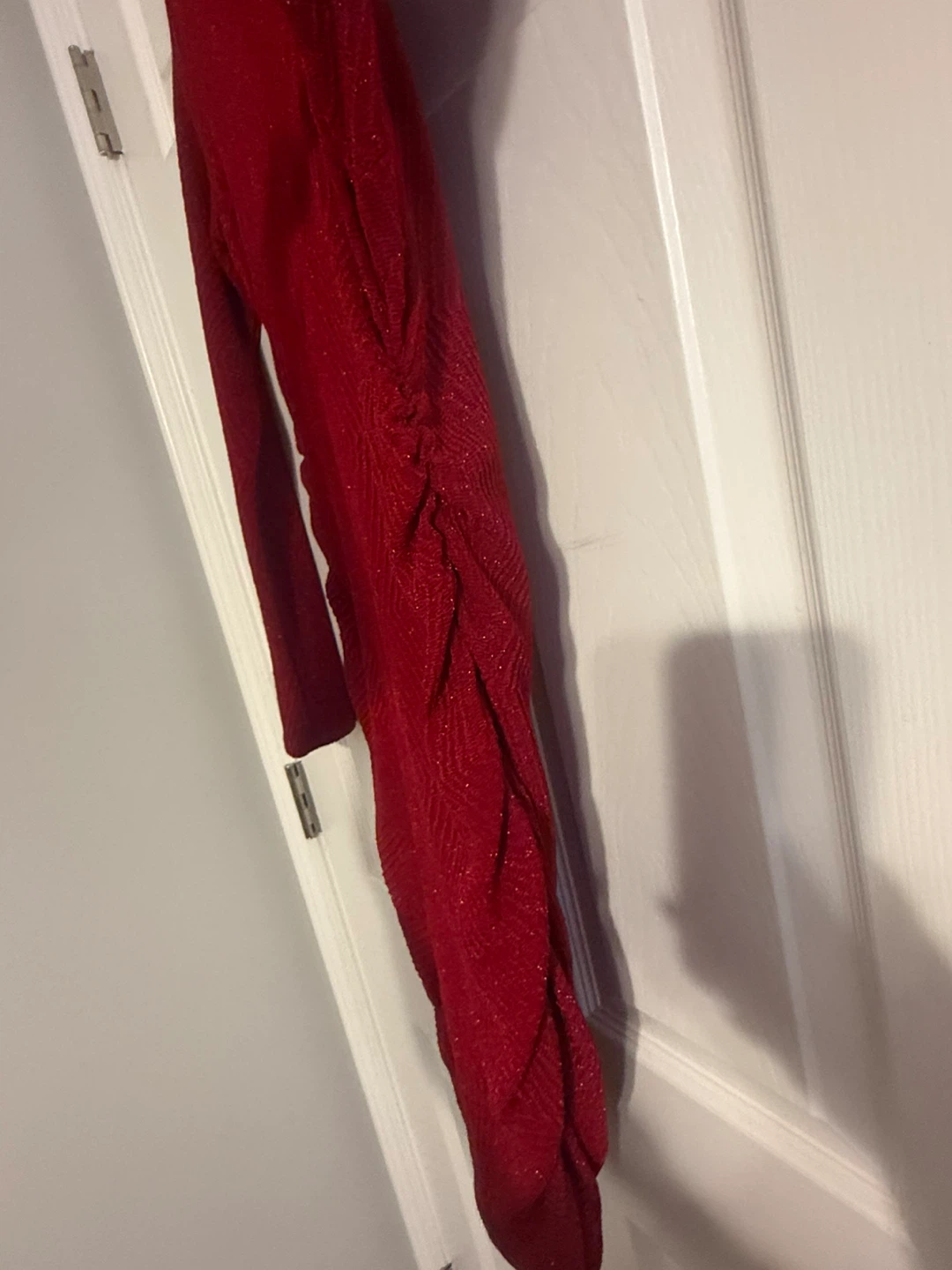 Speechless Red Glittery Ruched Long Sleeve Dress Size L - photo 4