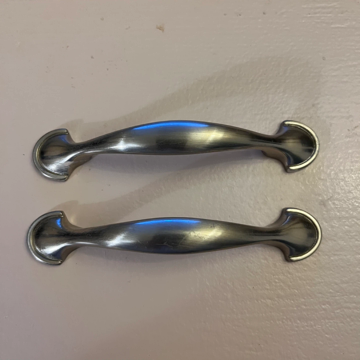 x2 Brushed Nickel Cabinet Drawer Pulls #freecycle