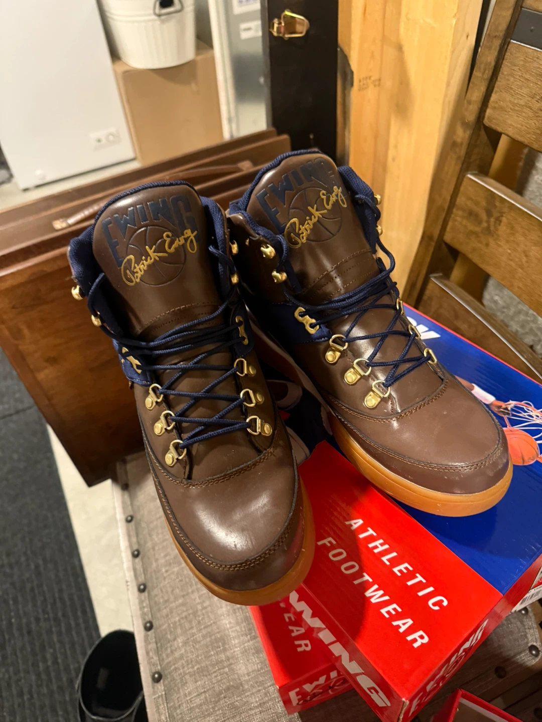 Patrick Ewing Brown Leather Athletic Footwear - photo 4