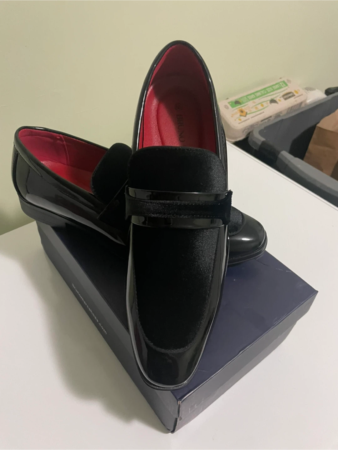 Bruno Marc Black Velvet and Patent Loafers - photo 4