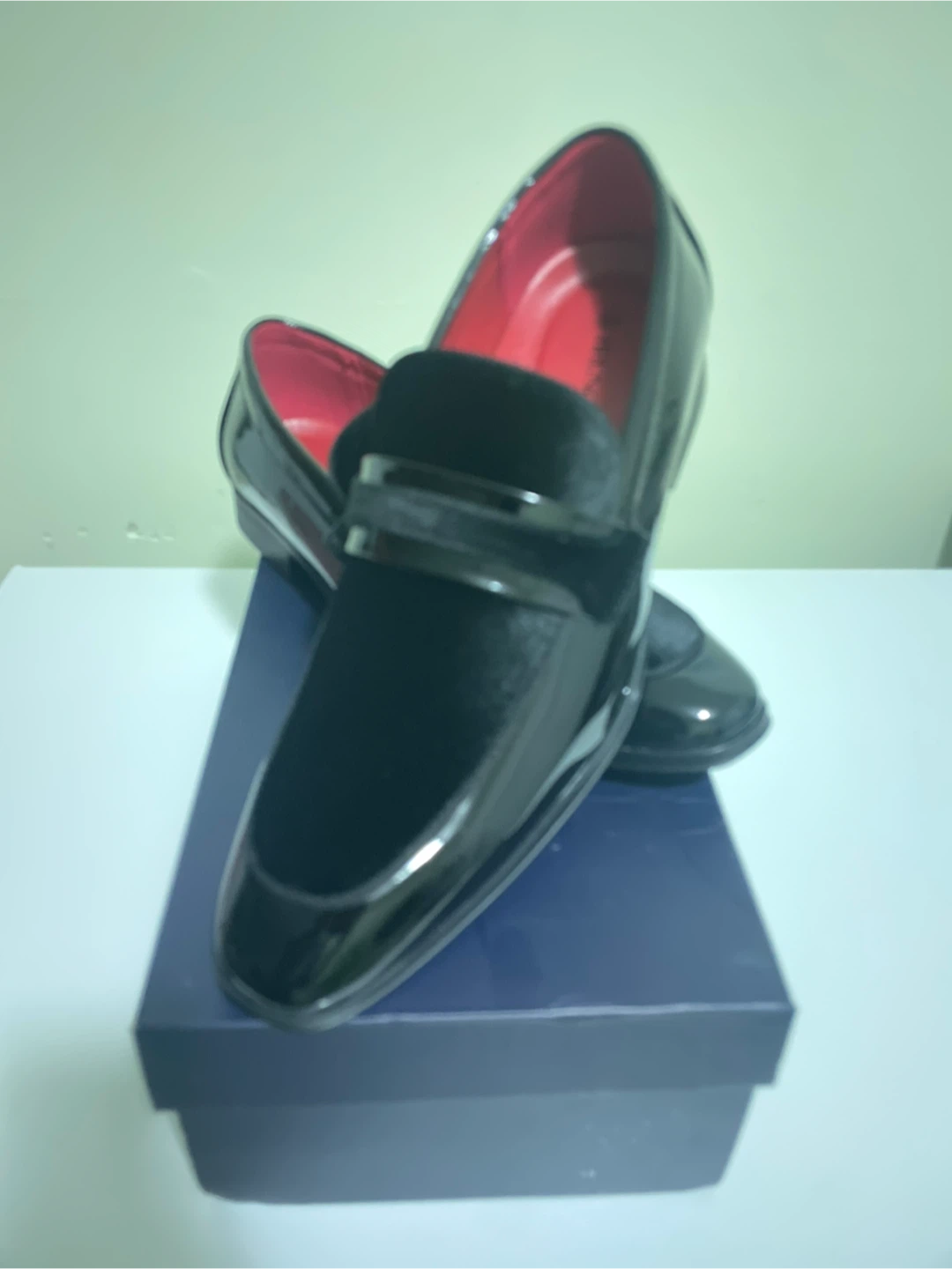 Bruno Marc Black Velvet and Patent Loafers