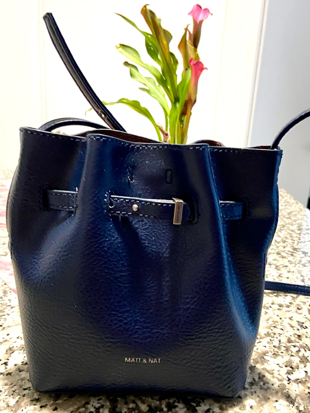 Matt & Nat Blue Faux Leather Bucket Bag with Pouch