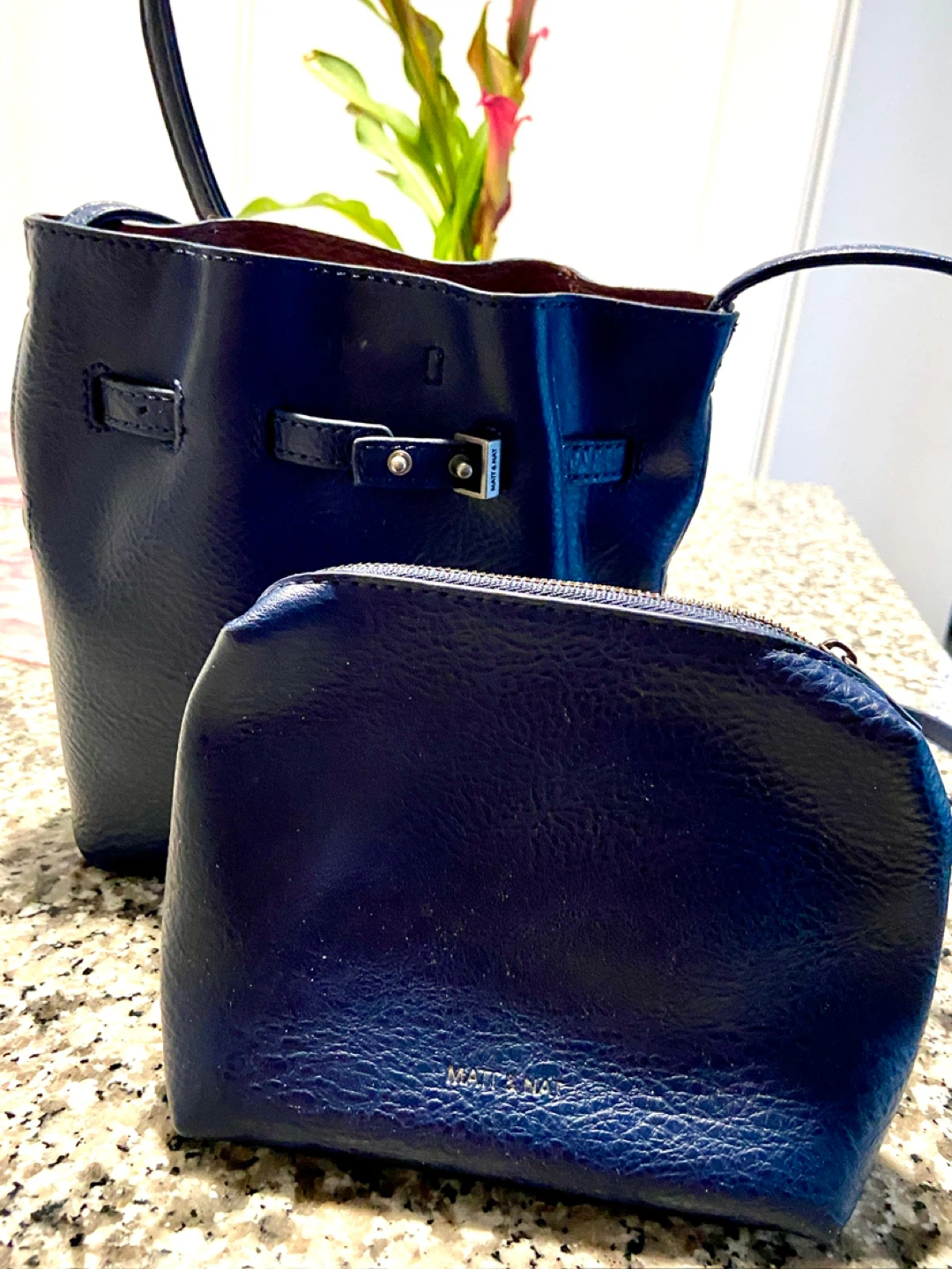 Matt & Nat Blue Faux Leather Bucket Bag with Pouch - photo 2