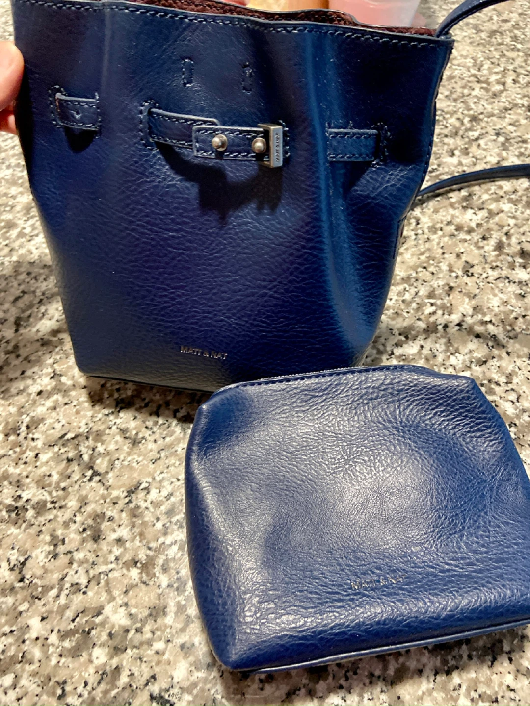 Matt & Nat Blue Faux Leather Bucket Bag with Pouch - photo 4