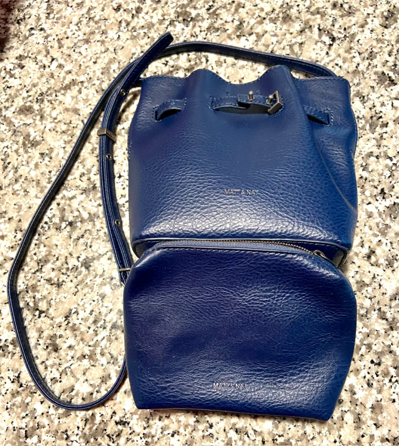 Matt & Nat Blue Faux Leather Bucket Bag with Pouch - photo 3