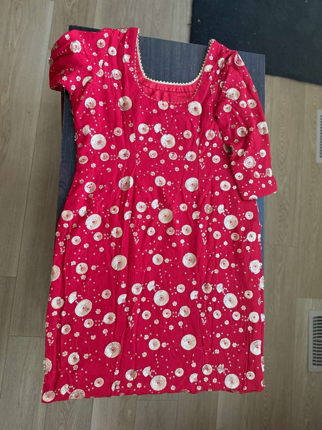 Red Embellished Indian Kurti with Palazzo - photo 4
