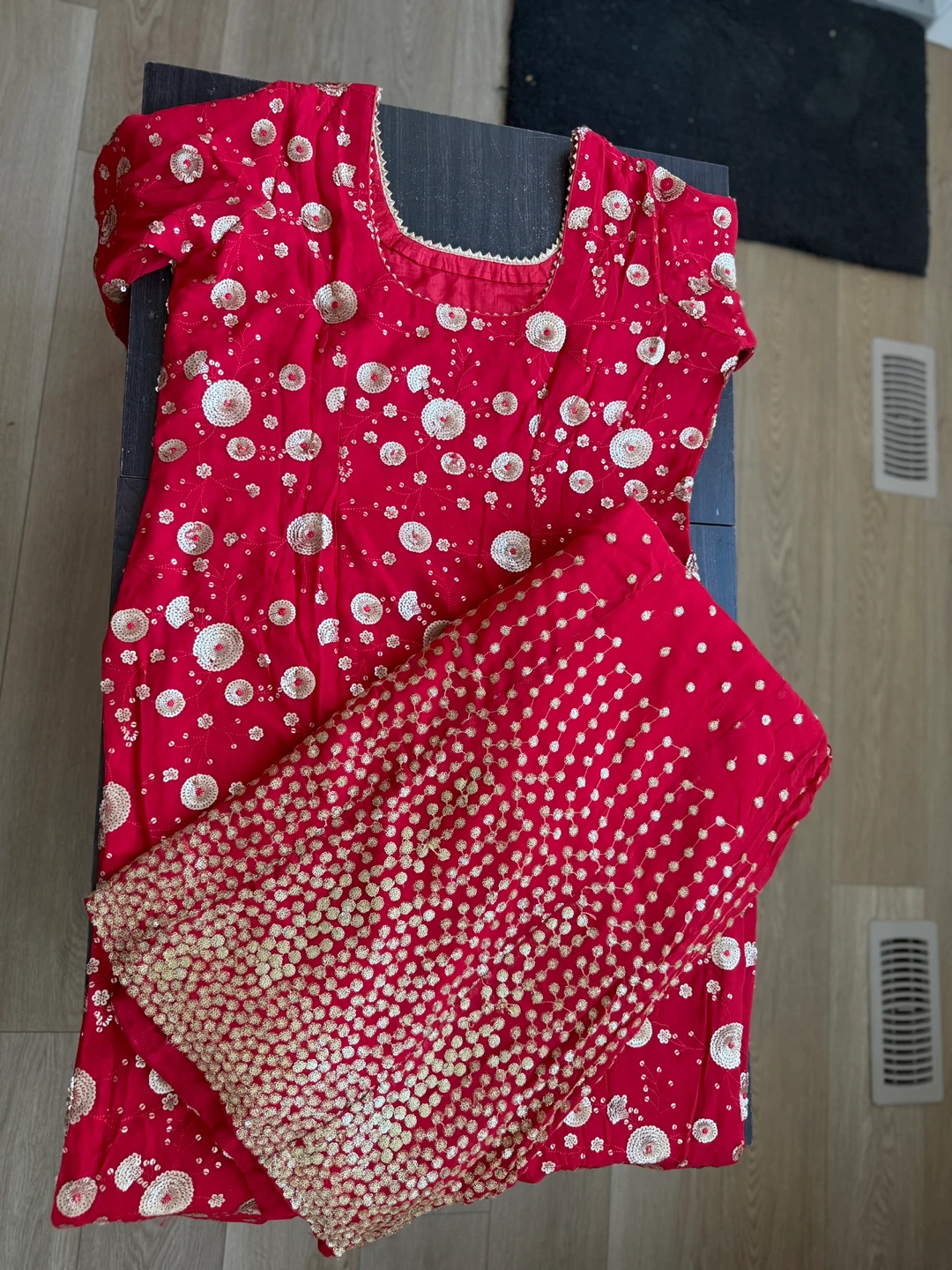 Red Embellished Indian Kurti with Palazzo - photo 3