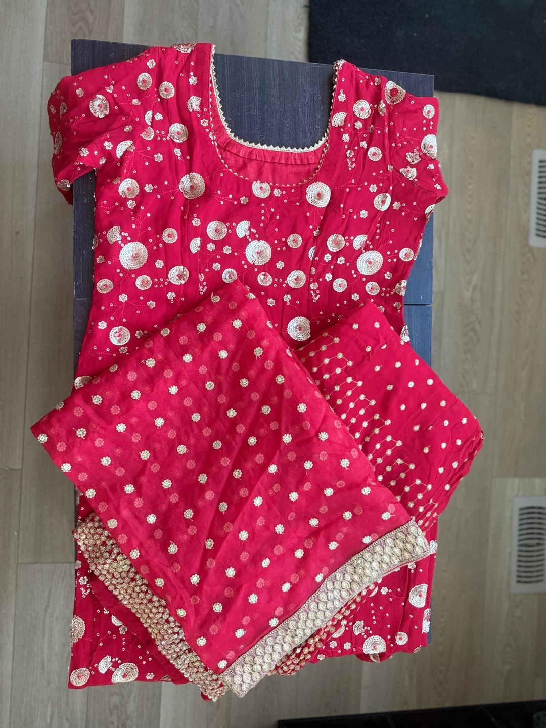 Red Embellished Indian Kurti with Palazzo