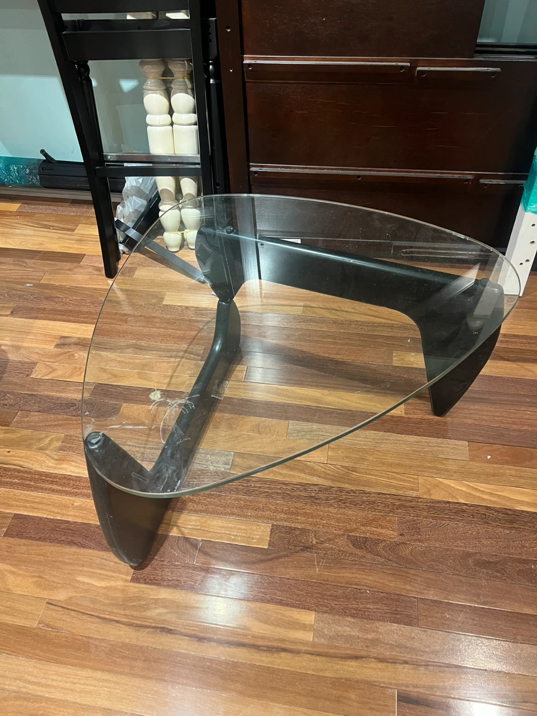 Glass Top Coffee Table with Black Base