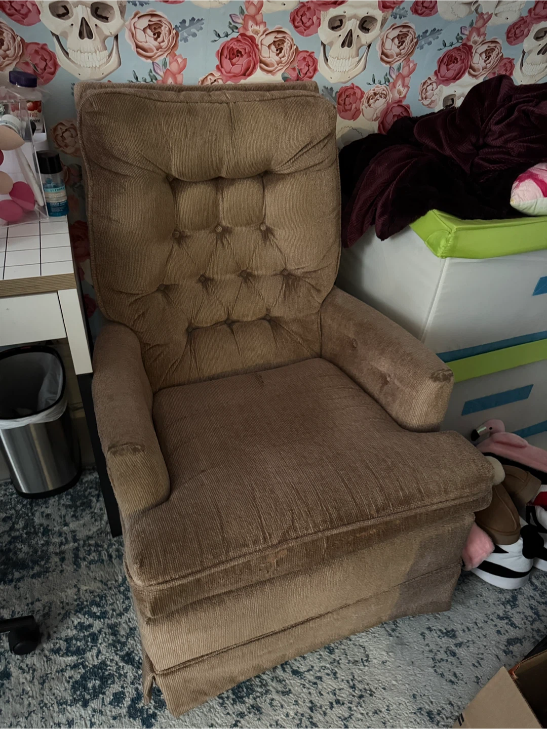 Beige Upholstered Accent Rocking Chair
