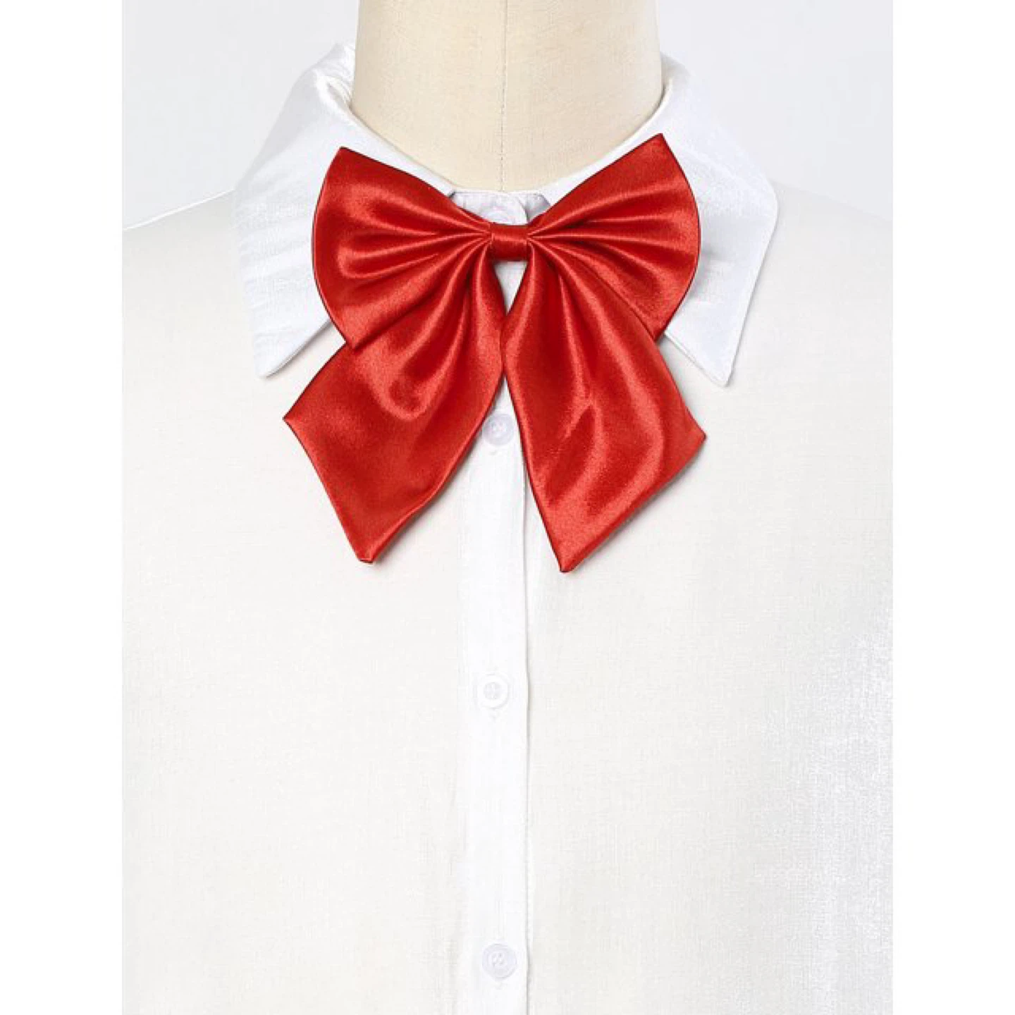 Red Satin Bow Tie Women's Adjustable Pre-Tied