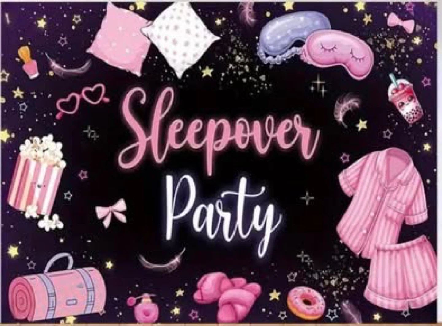 Sleepover Party Backdrop Banner