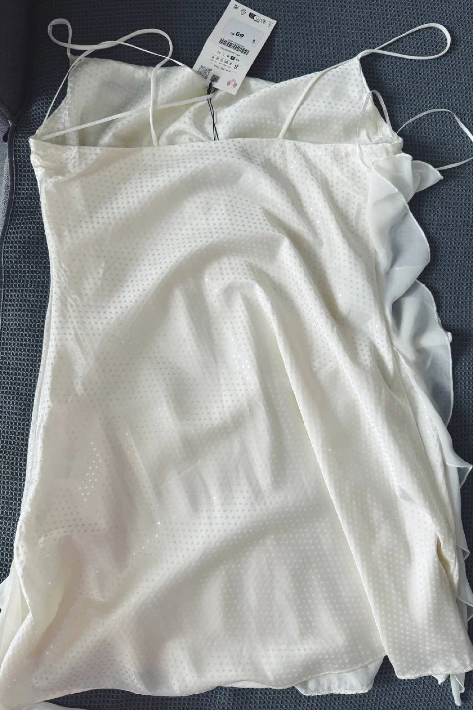 Cream Ruffled Slip Dress Zara , size S - photo 3