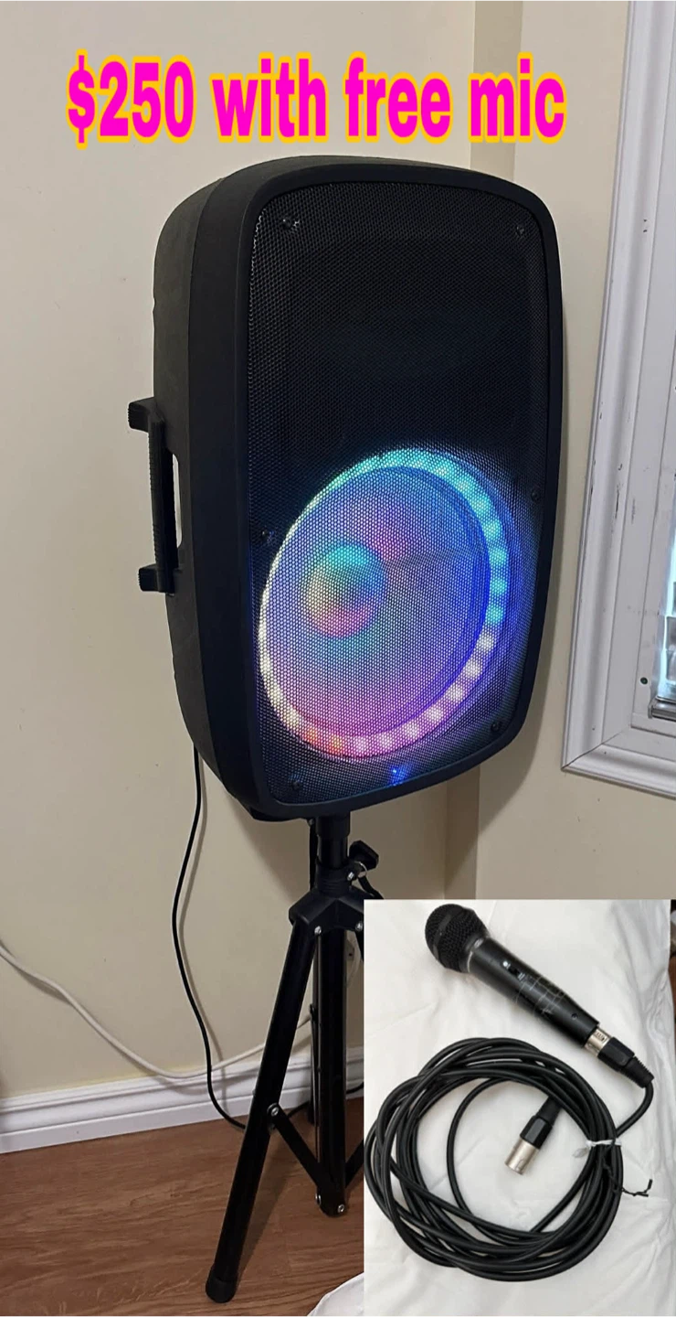 PA Speaker with Microphone and Stand