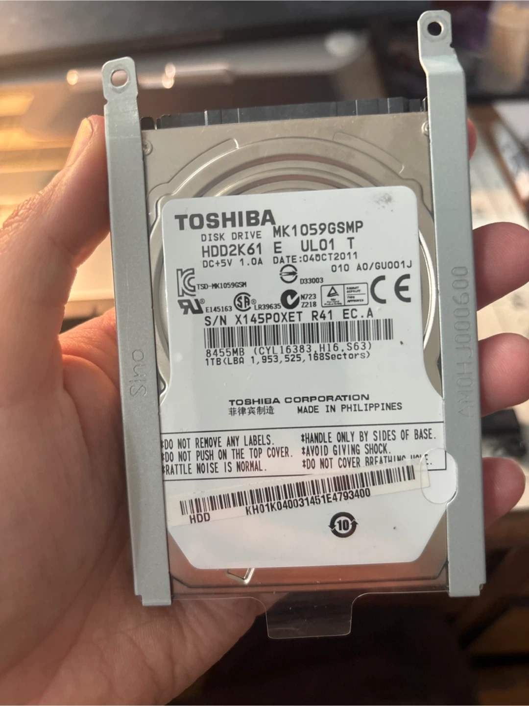 Toshiba MK1059GSMP HDD2K61 1TB Hard Drive