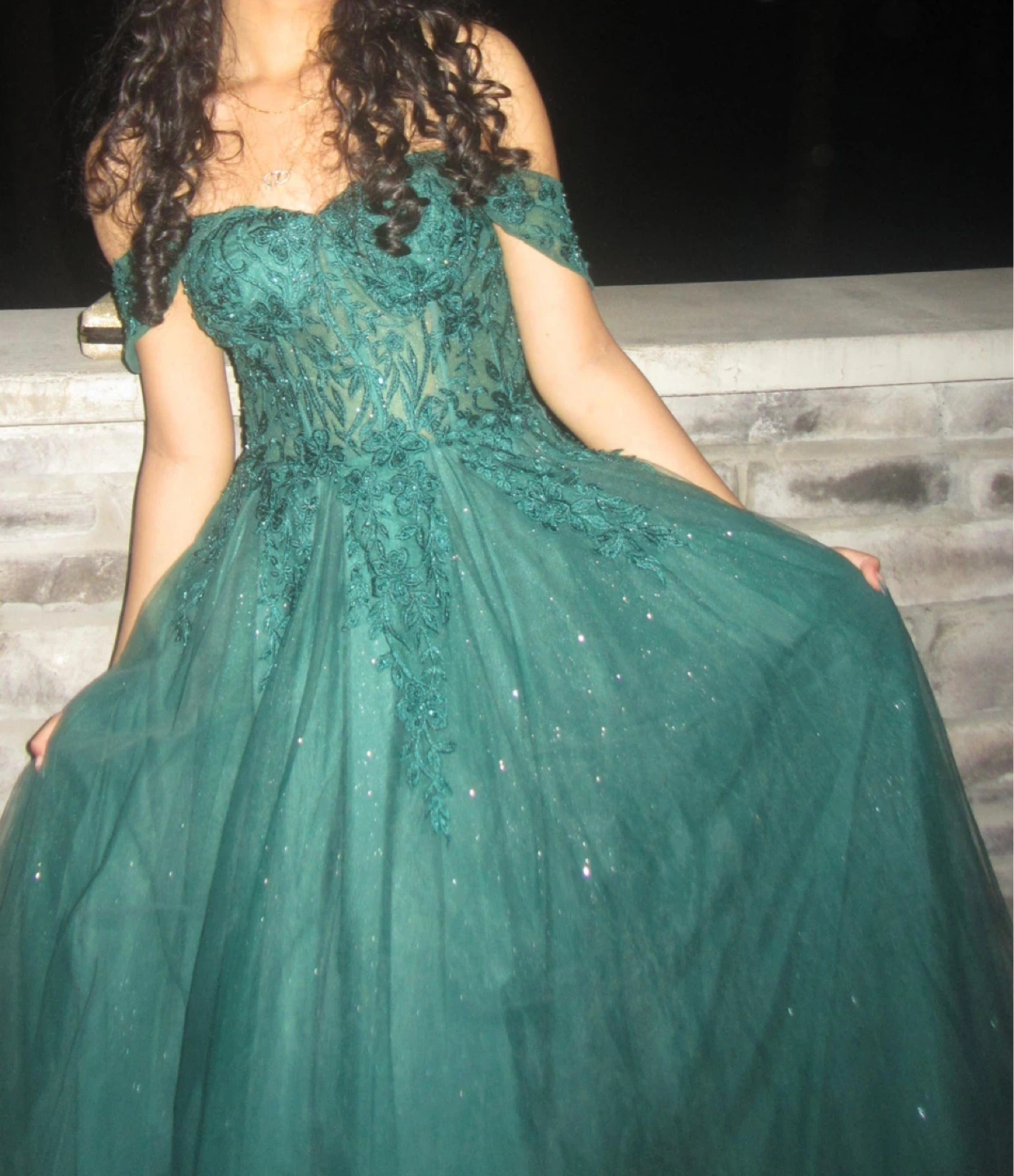 Emerald Green Off-the-Shoulder Ball Gown