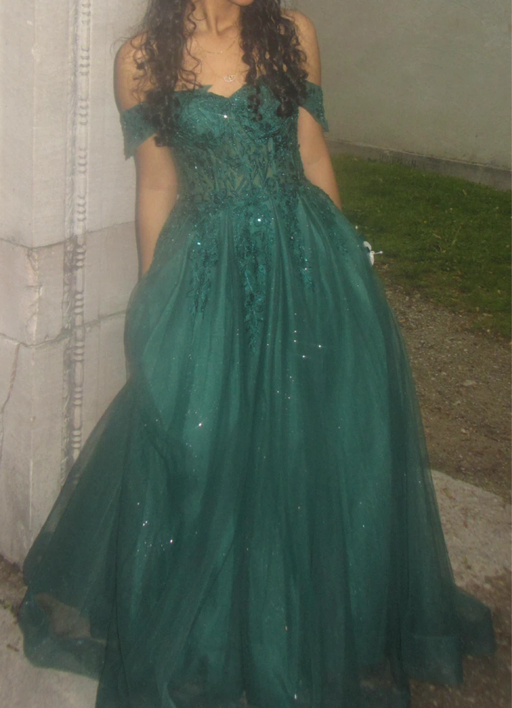 Emerald Green Off-the-Shoulder Ball Gown - photo 2