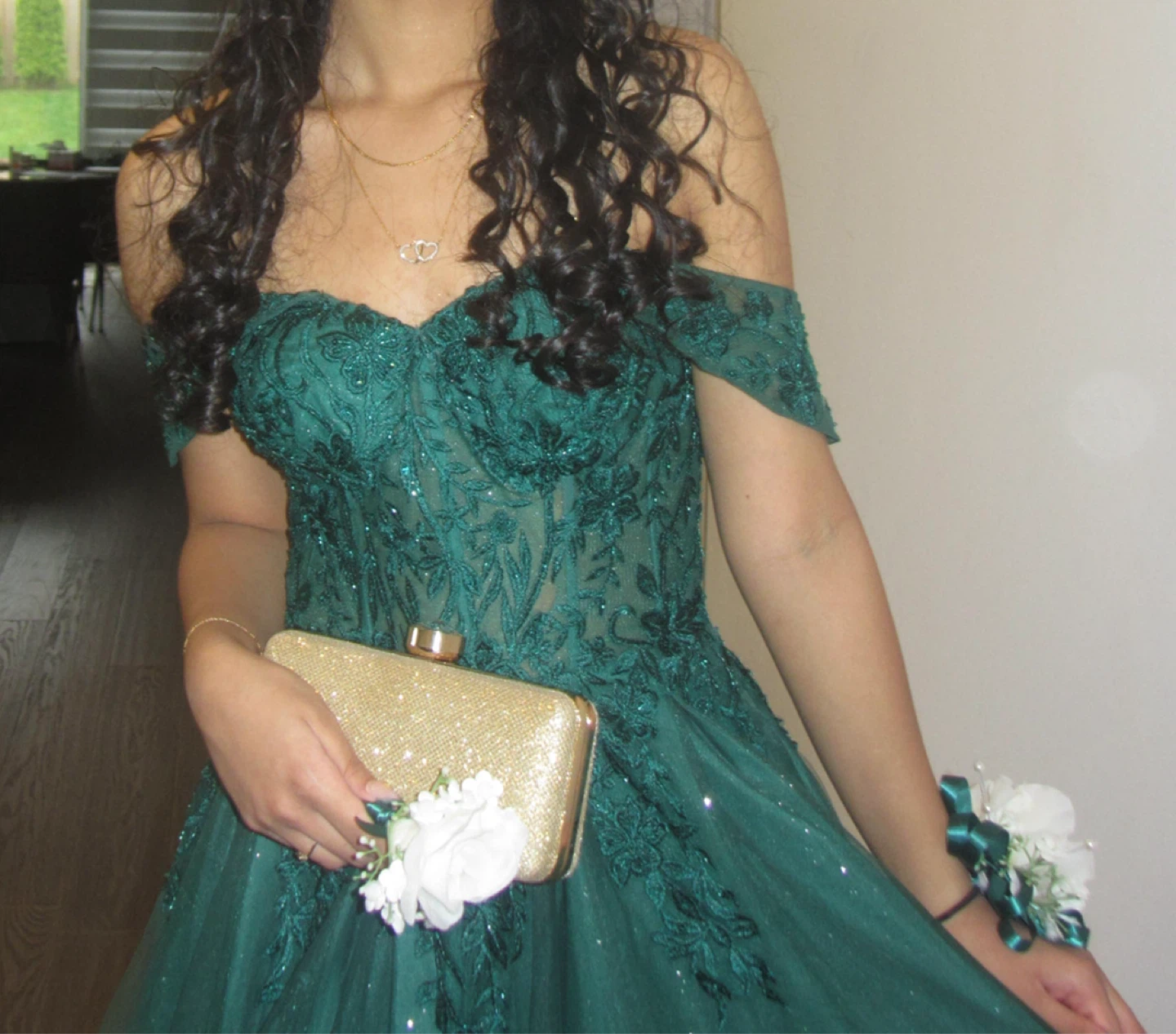 Emerald Green Off-the-Shoulder Ball Gown - photo 5