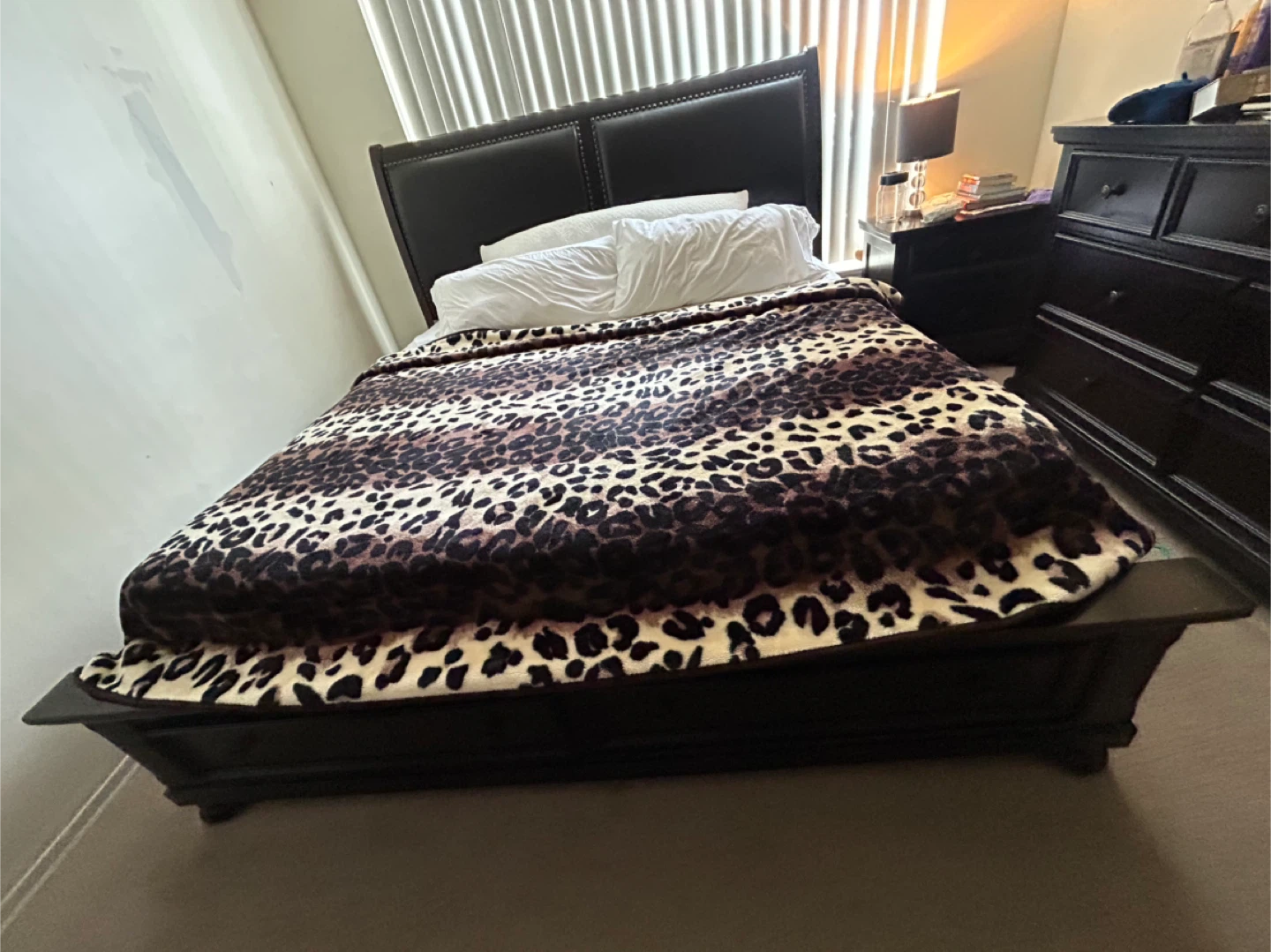 Black King Size Bed Frame with Headboard and Footboard - photo 3