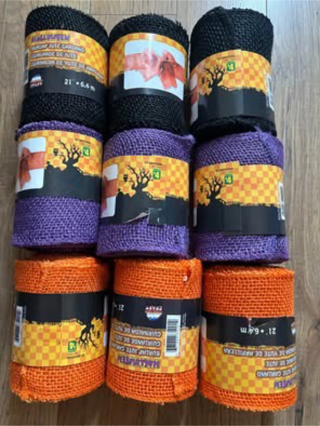Halloween Burlap Ribbon - Black, Purple, Orange